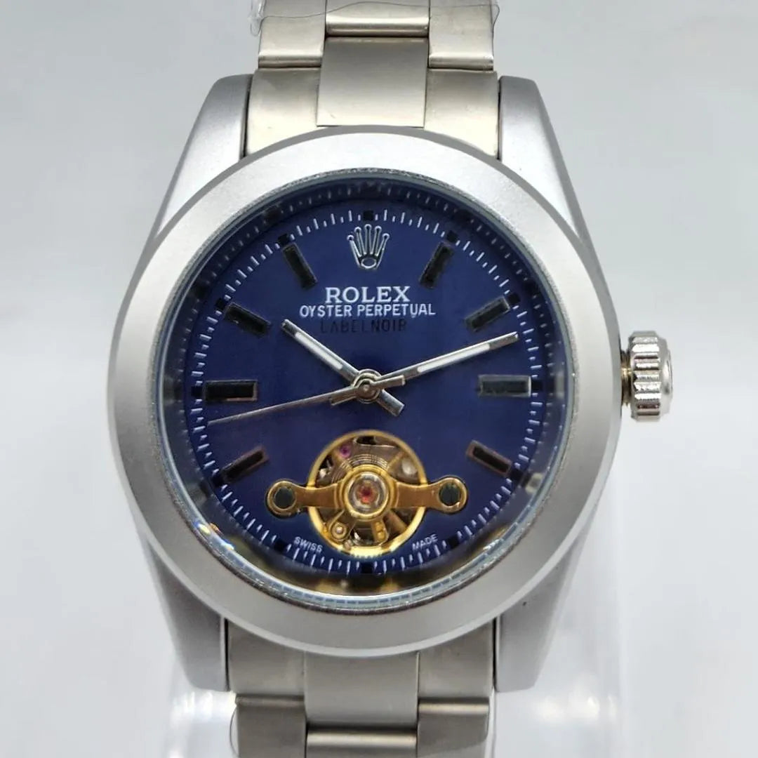 Stunning Blue Sunray Rolex Watch with Open Heart Window