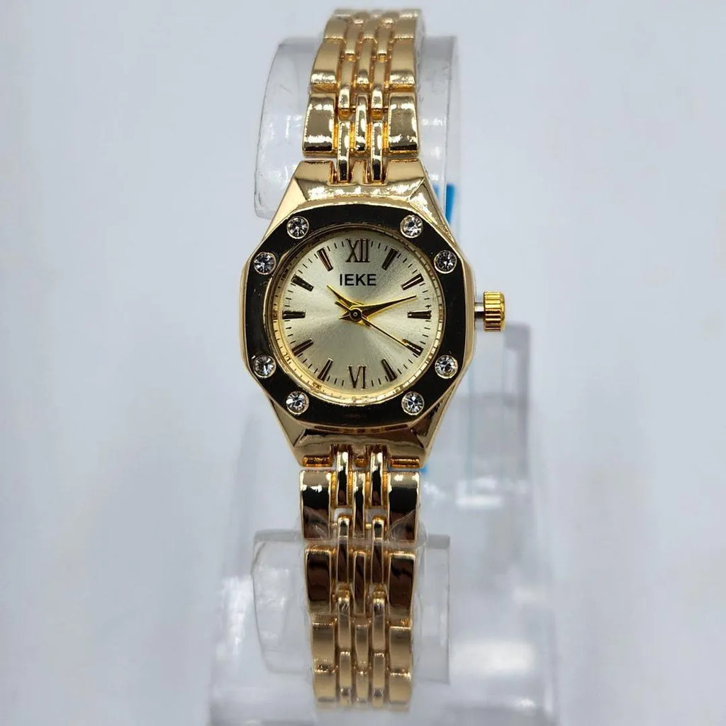 Women's Gold Octagonal Watch with Diamond Accents
