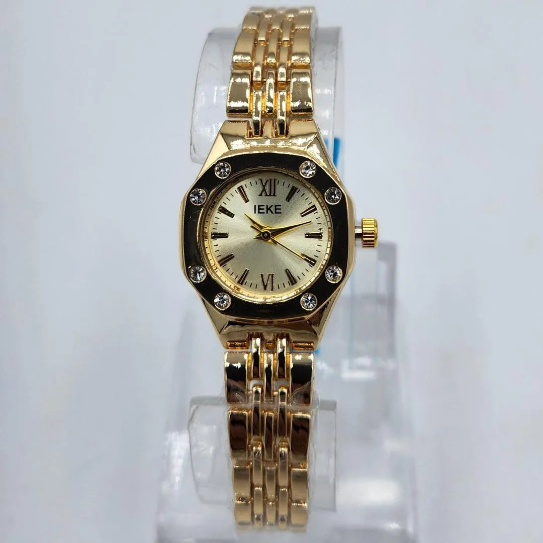 Women's Gold Octagonal Watch with Diamond Accents