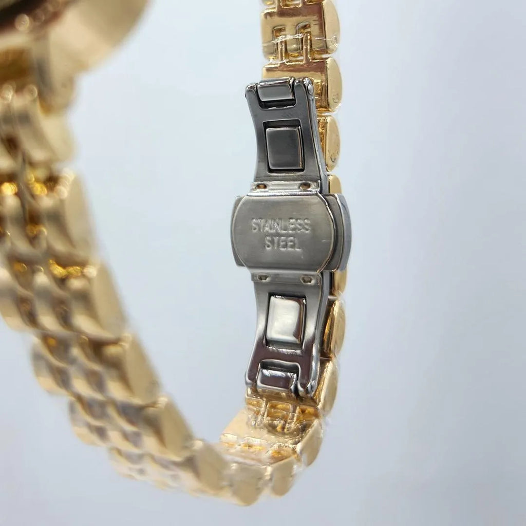 Women's Gold Octagonal Watch with Diamond Accents