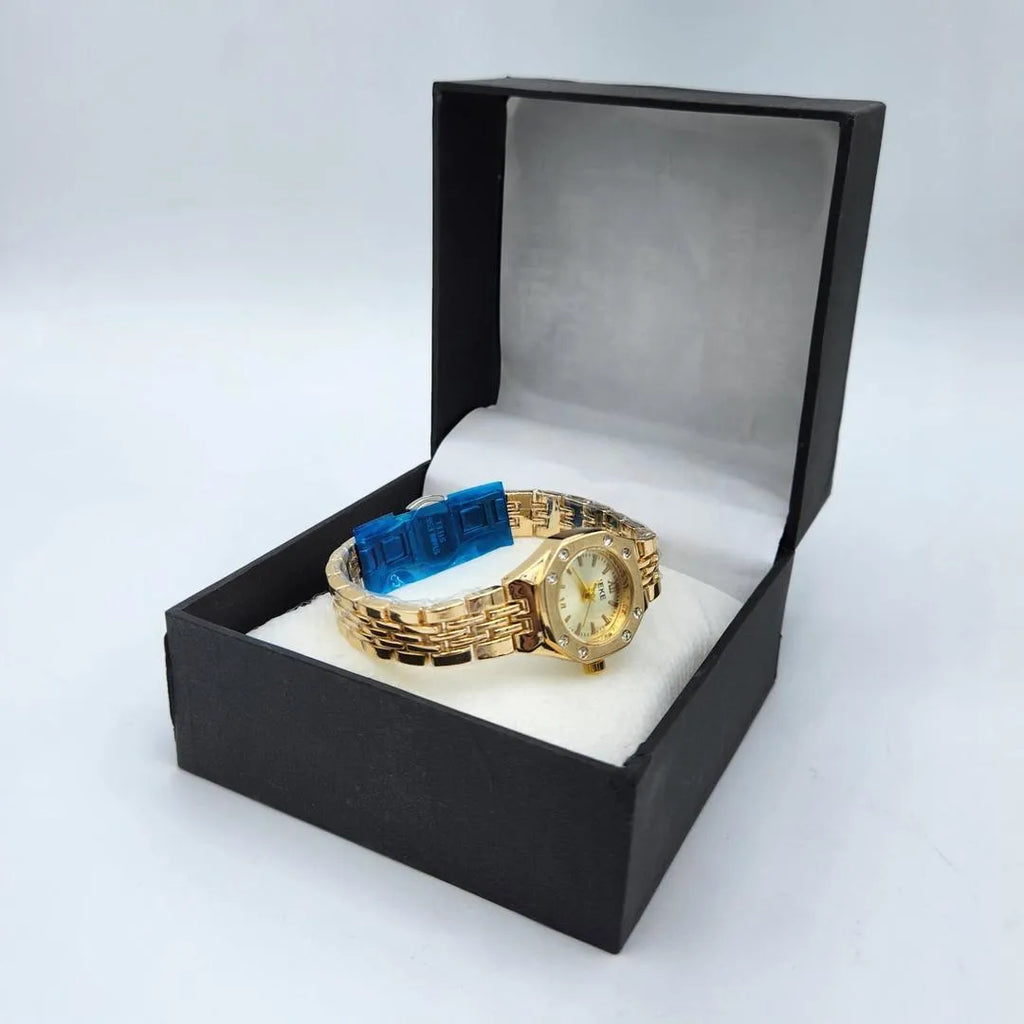 Women's Gold Octagonal Watch with Diamond Accents