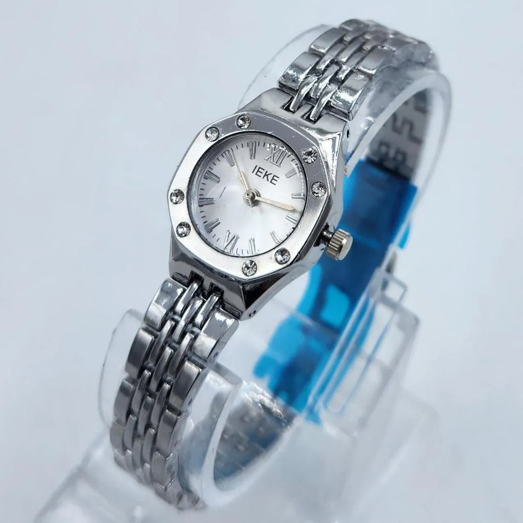 IKEA Stainless Steel Octagonal Watch with Crystal Studded Dial