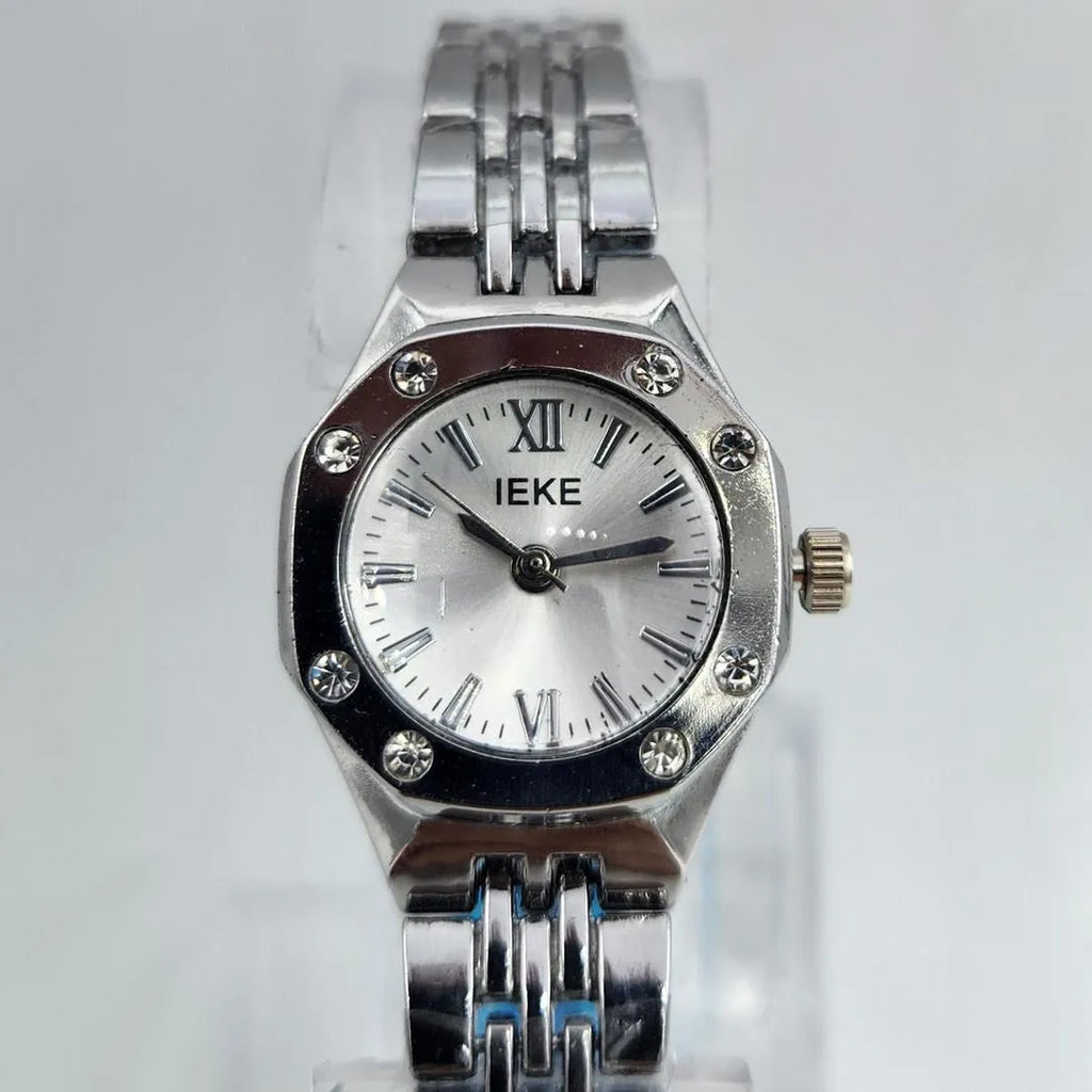 IKEA Stainless Steel Octagonal Watch with Crystal Studded Dial