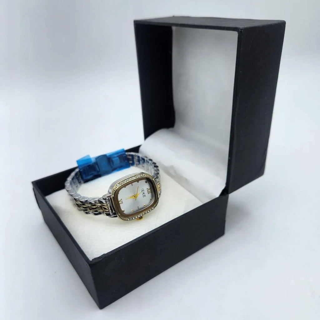IEKE Women's Stainless Steel Watch Gold Silver Crystal Bezel