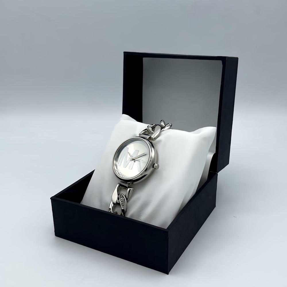 Analog Women's Stainless Steel Watch MK Logo Silver