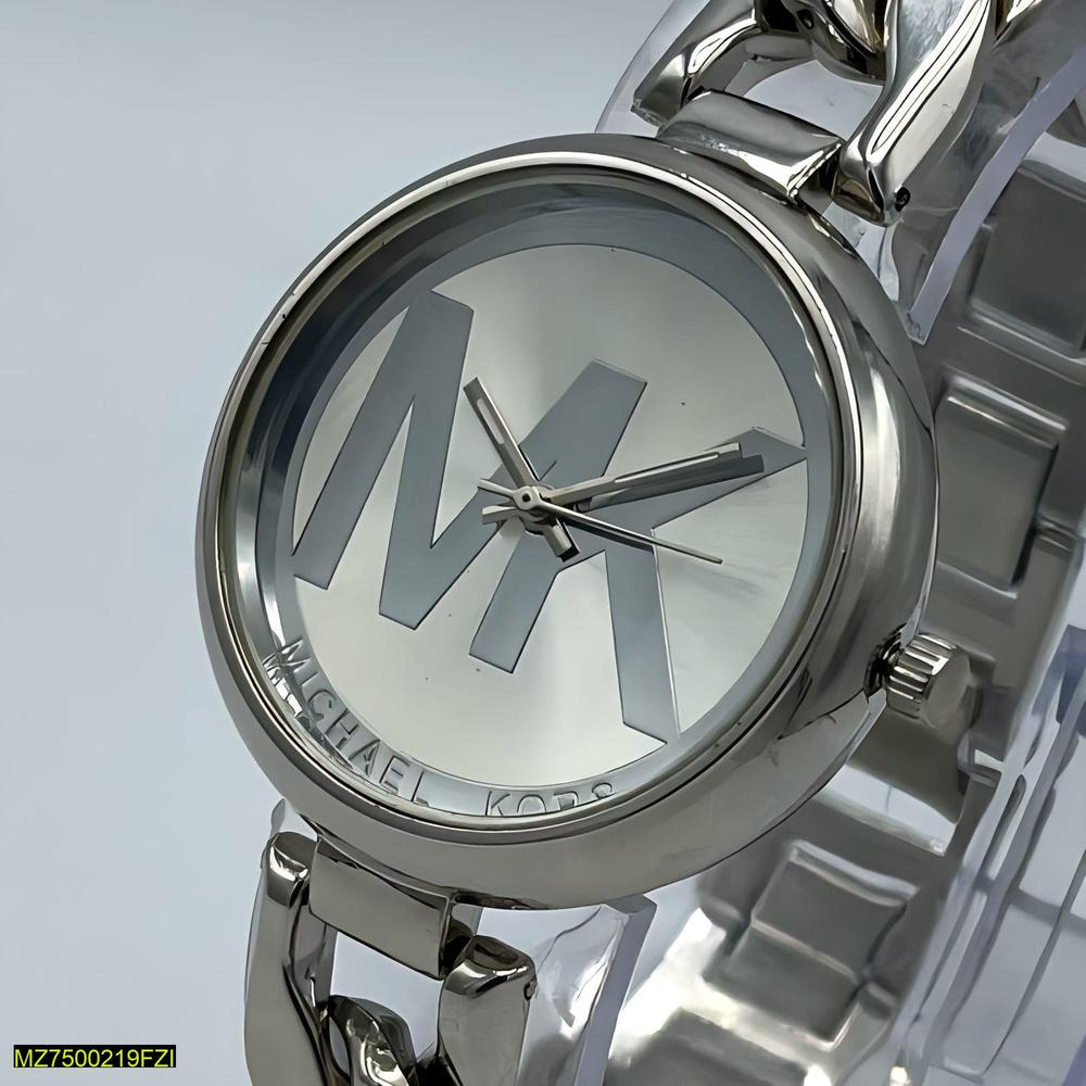 Analog Women's Stainless Steel Watch MK Logo Silver