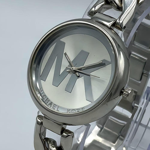 Analog Women's Stainless Steel Watch MK Logo Silver