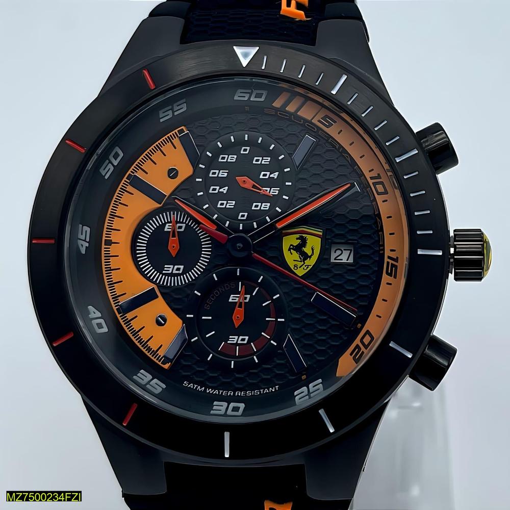 Ferrari Style Black Orange Watch for Men